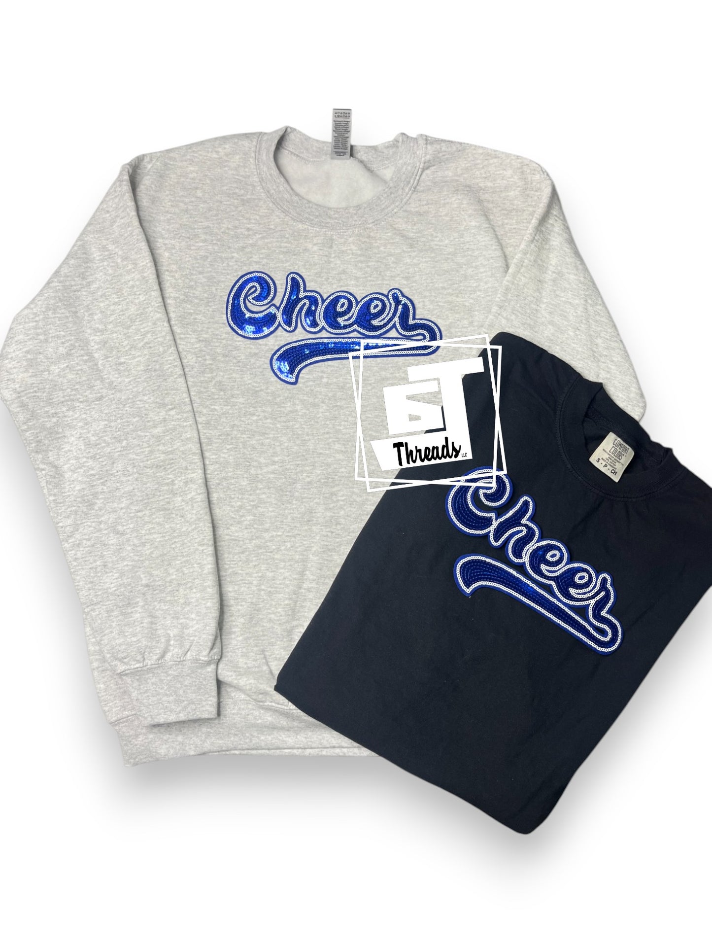 Royal Blue Cursive Sequin Cheer