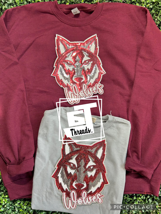 Maroon Sequin Wolves