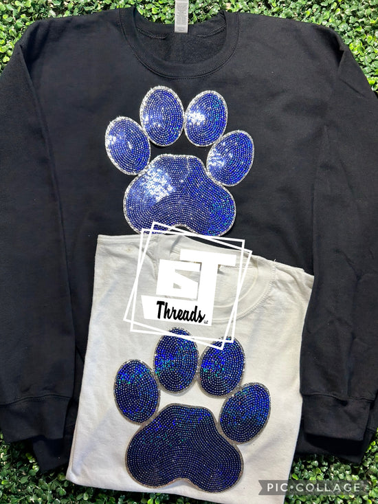 Blue Sequin Paw Print