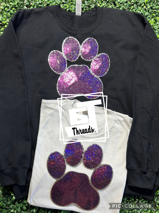 Purple Sequin Paw Print