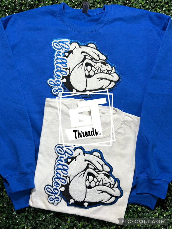 Blue Cursive Bulldogs with Mascot