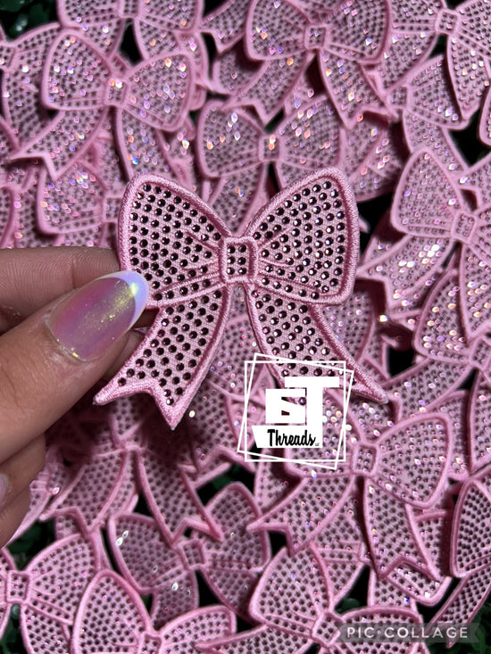 Rhinestone Pink Bow....Cap Patches Only