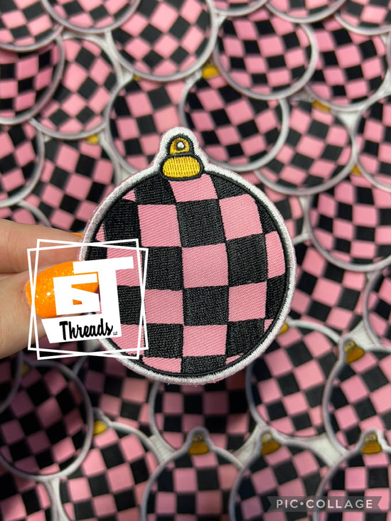 Pink Checkered Ornament....Cap Patches Only