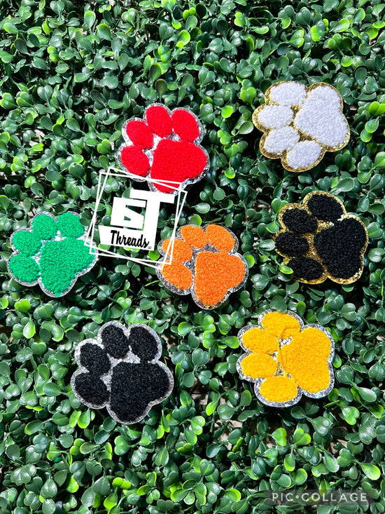 Chenille Paw Prints...Cap Patches Only