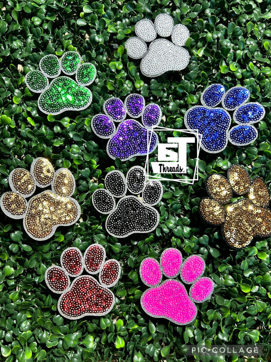 Sequin Paw Print Cap Patches