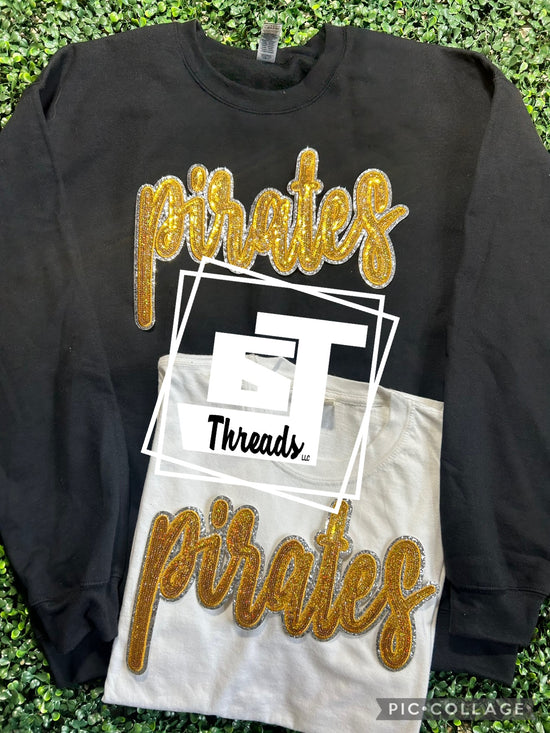 Gold Cursive Sequin Pirates