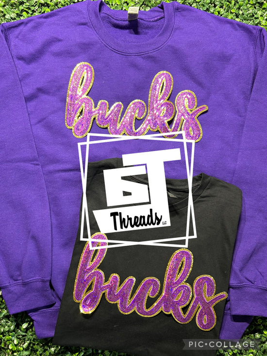 Purple Cursive Sequin Bucks