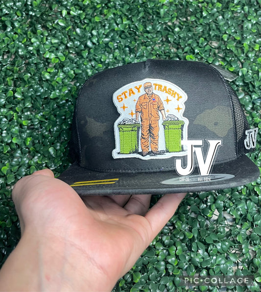 jv stay trashy trump patch on camo cap