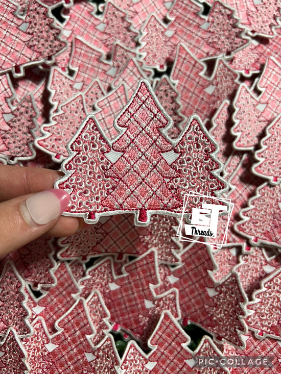 Three Pink Christmas Trees....Cap Patches Only