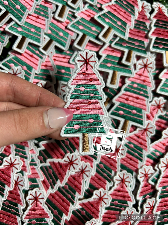 Pink and Green Stacked Christmas Tree....Cap Patches Only