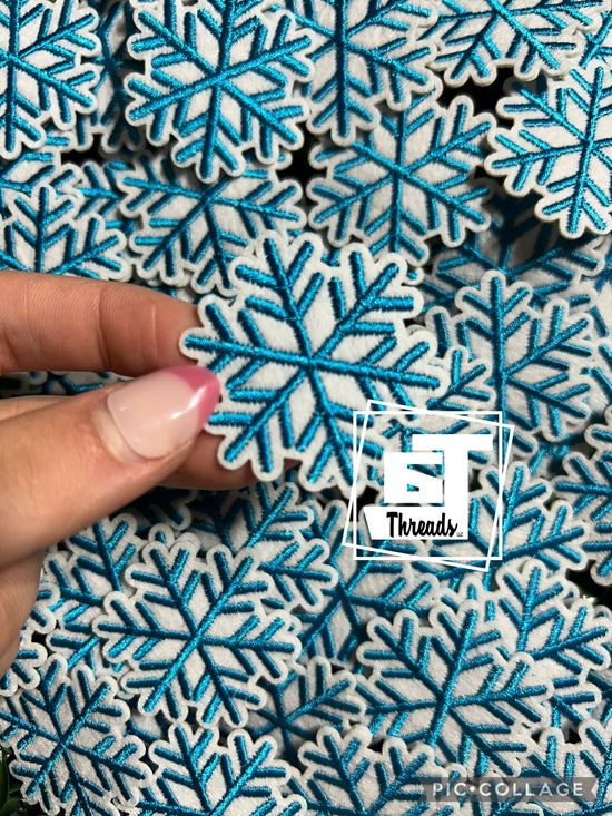 Blue and White Snowflake....Cap Patches Only