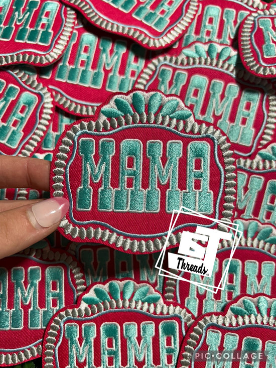 Pink and Turquoise Mama....Cap Patches Only