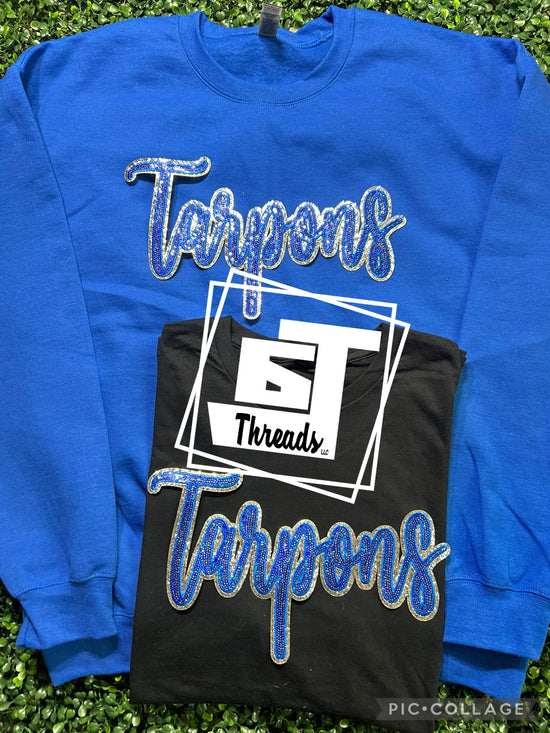 Blue Cursive Sequin Tarpons