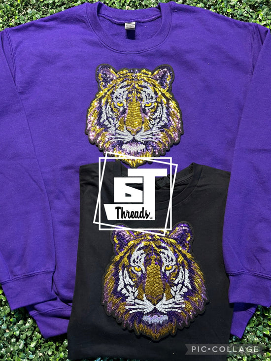 Purple Sequin Tiger Head