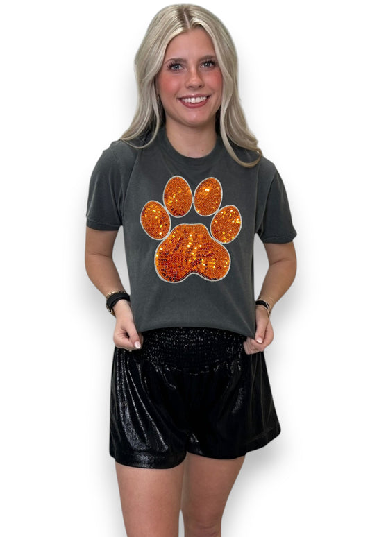 Orange Sequin Paw Print