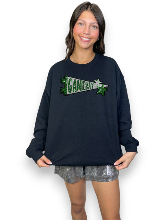 Green Sequin Gameday Pennant