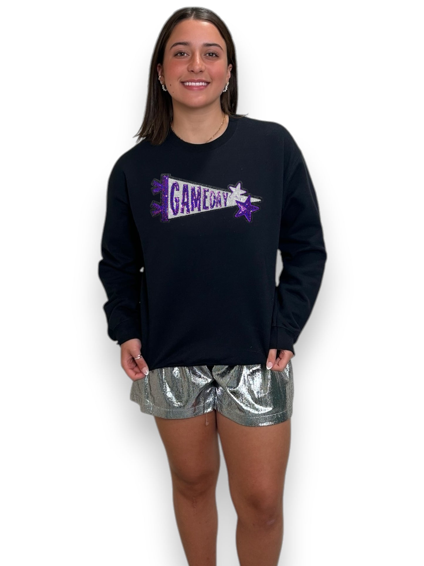 Purple Sequin Gameday Pennant