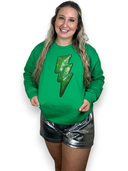 Green Sequin Lightning Bolt