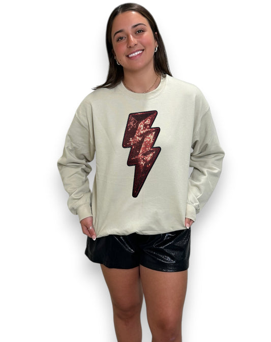 Maroon Sequin Lightning Bolt