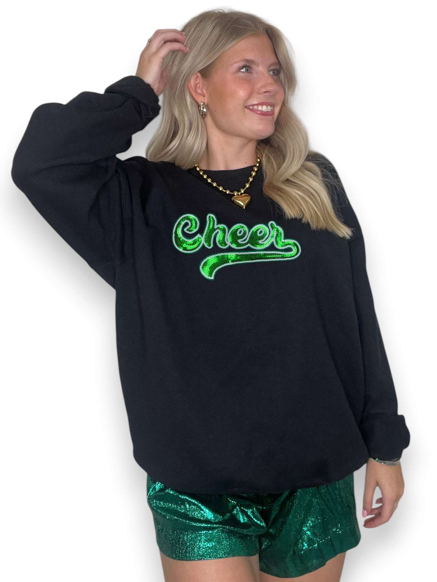 Green Cursive Sequin Cheer