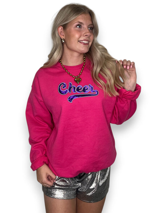 Purple & Pink Cursive Sequin Cheer