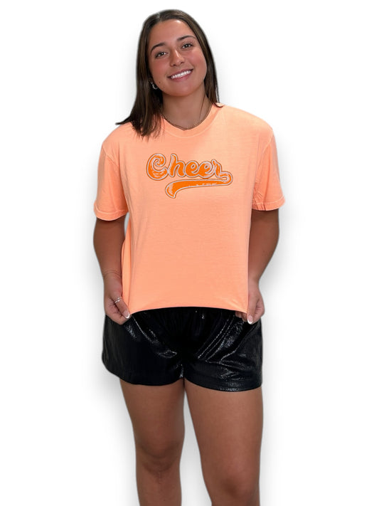 Orange Cursive Sequin Cheer