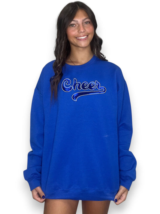 Royal Blue Cursive Sequin Cheer
