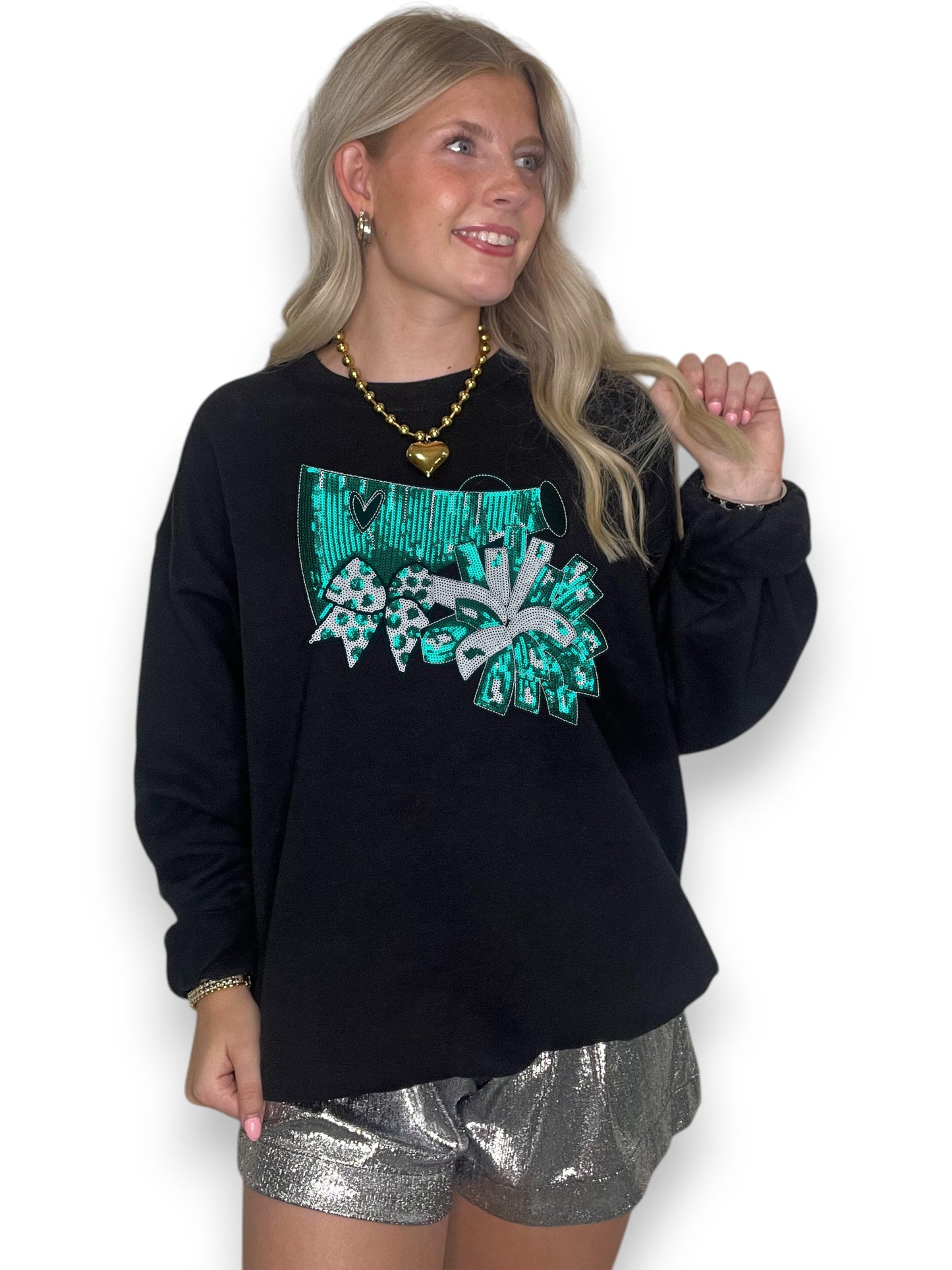 Sequin Cheer Megaphone with Pom Pom