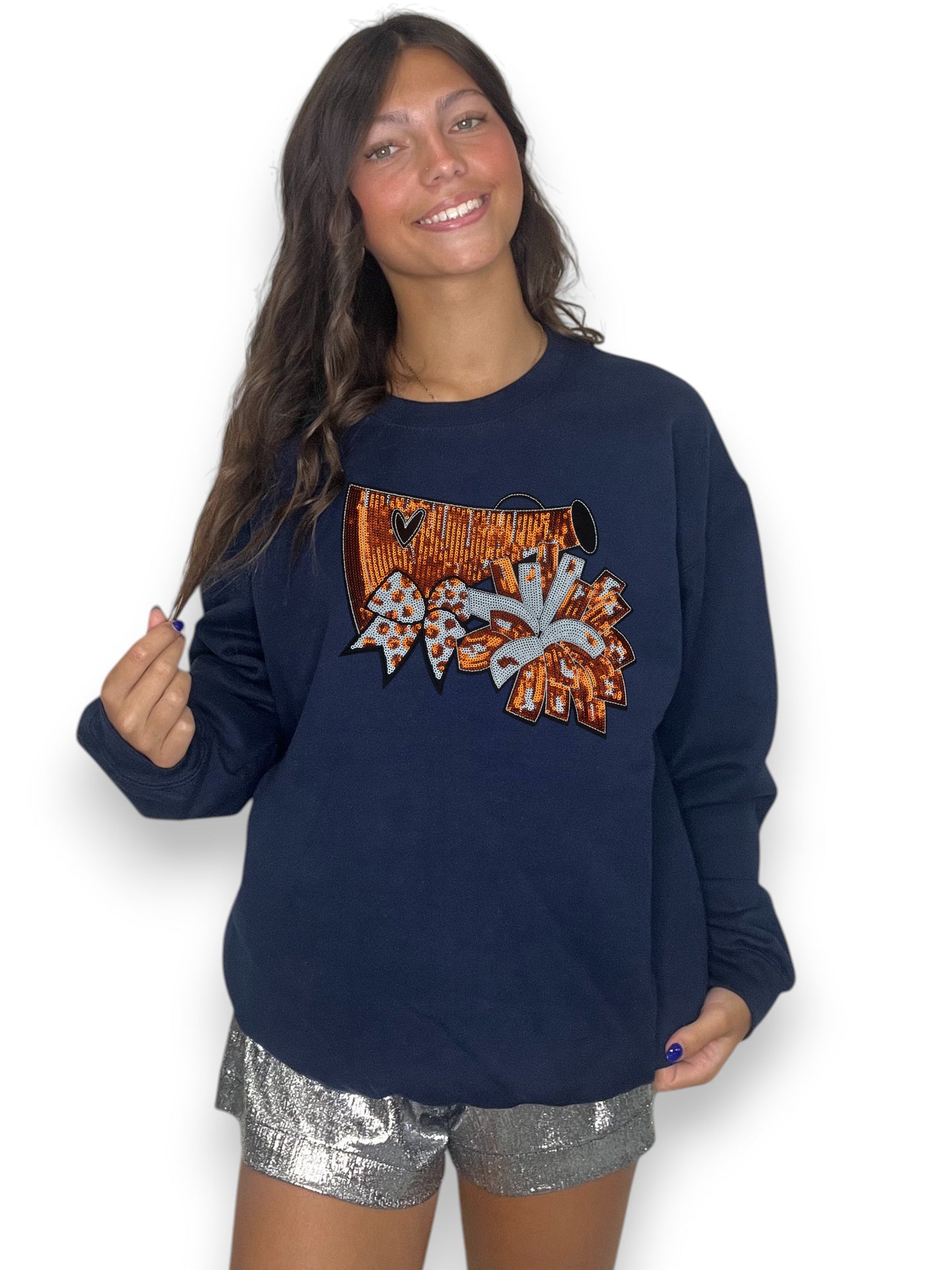 Orange Sequin Cheer Megaphone