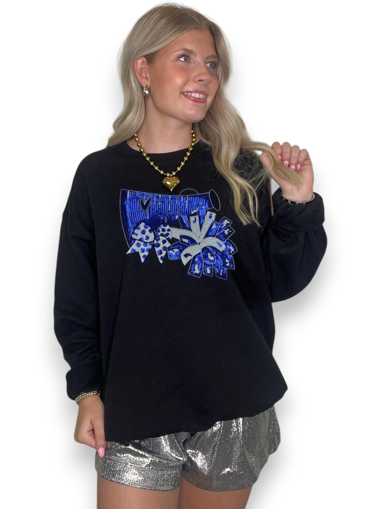Sequin Cheer Megaphone with Pom Pom