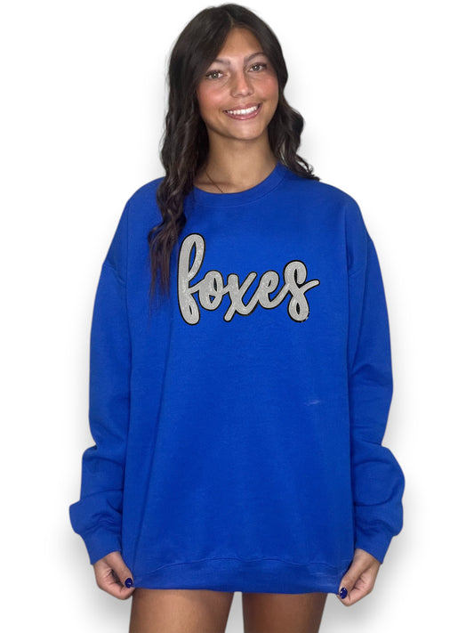 White Cursive Sequin Foxes