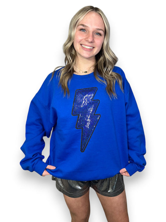 Blue Sequin Lightning Bolt