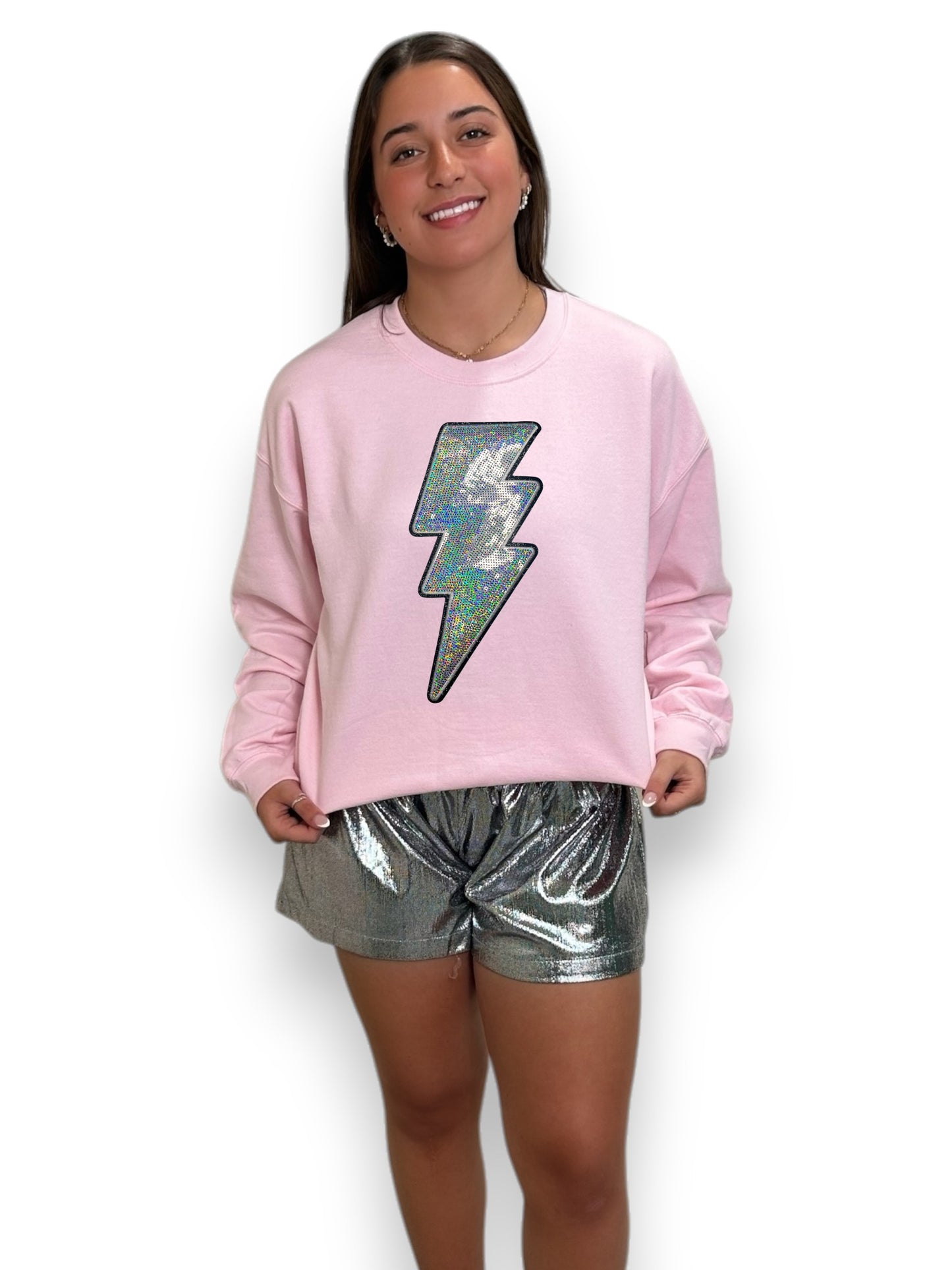 Silver Sequin Lightning Bolt
