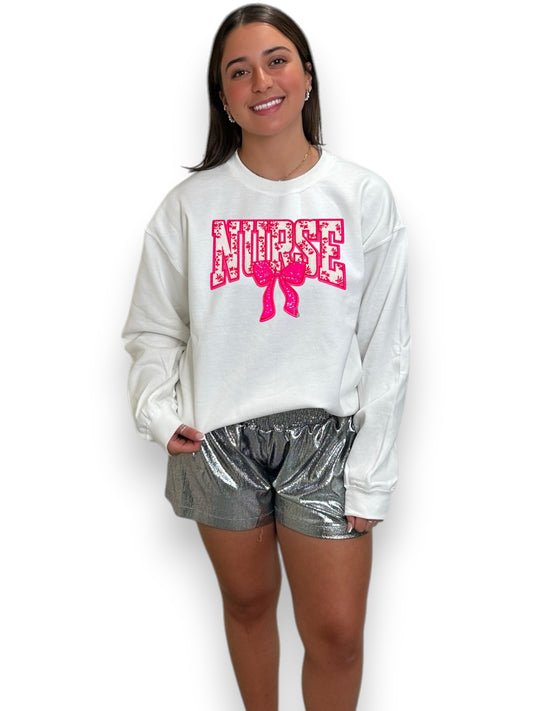 Pink Chenille Nurse with Bow