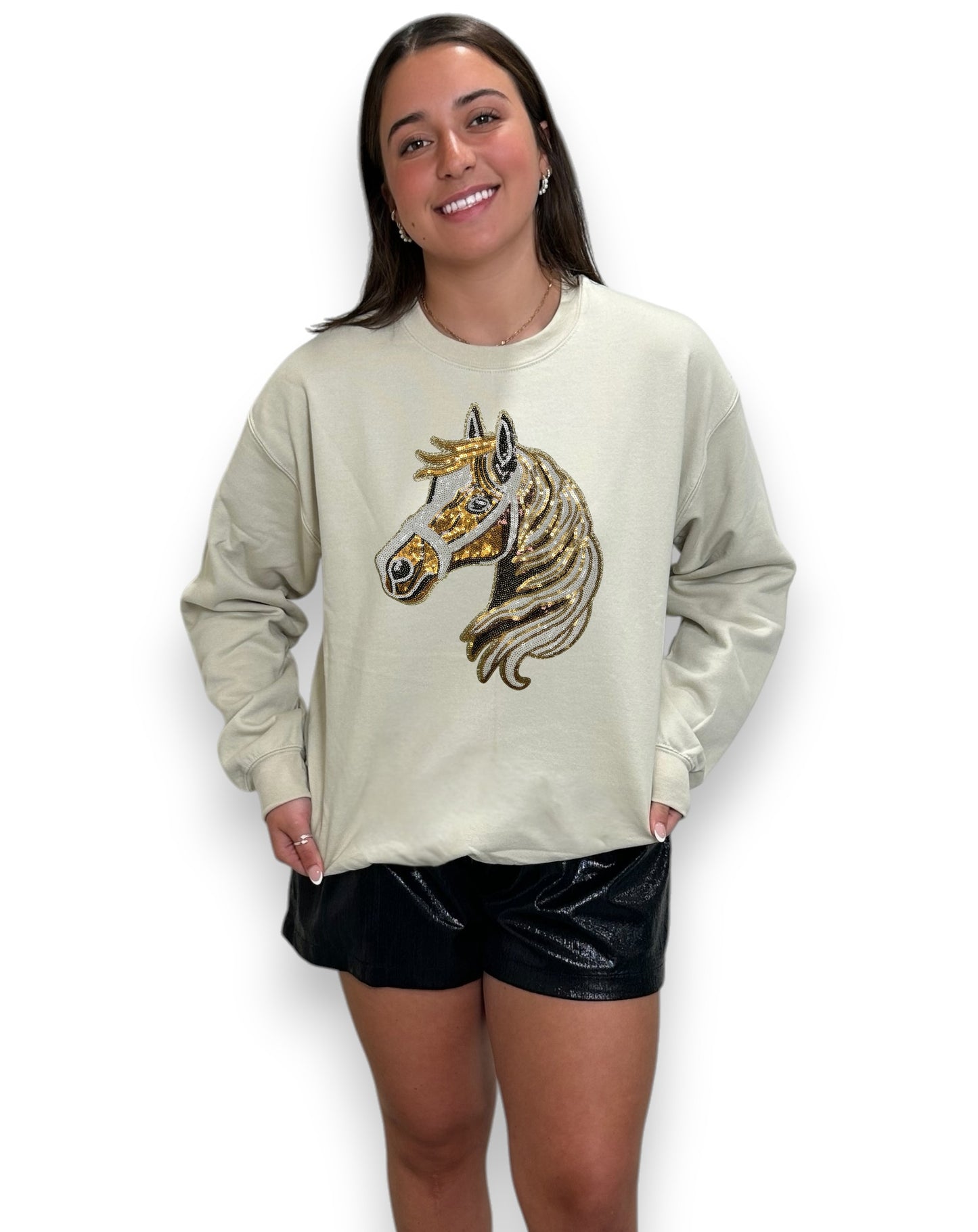 Tan Sequin Horse Head