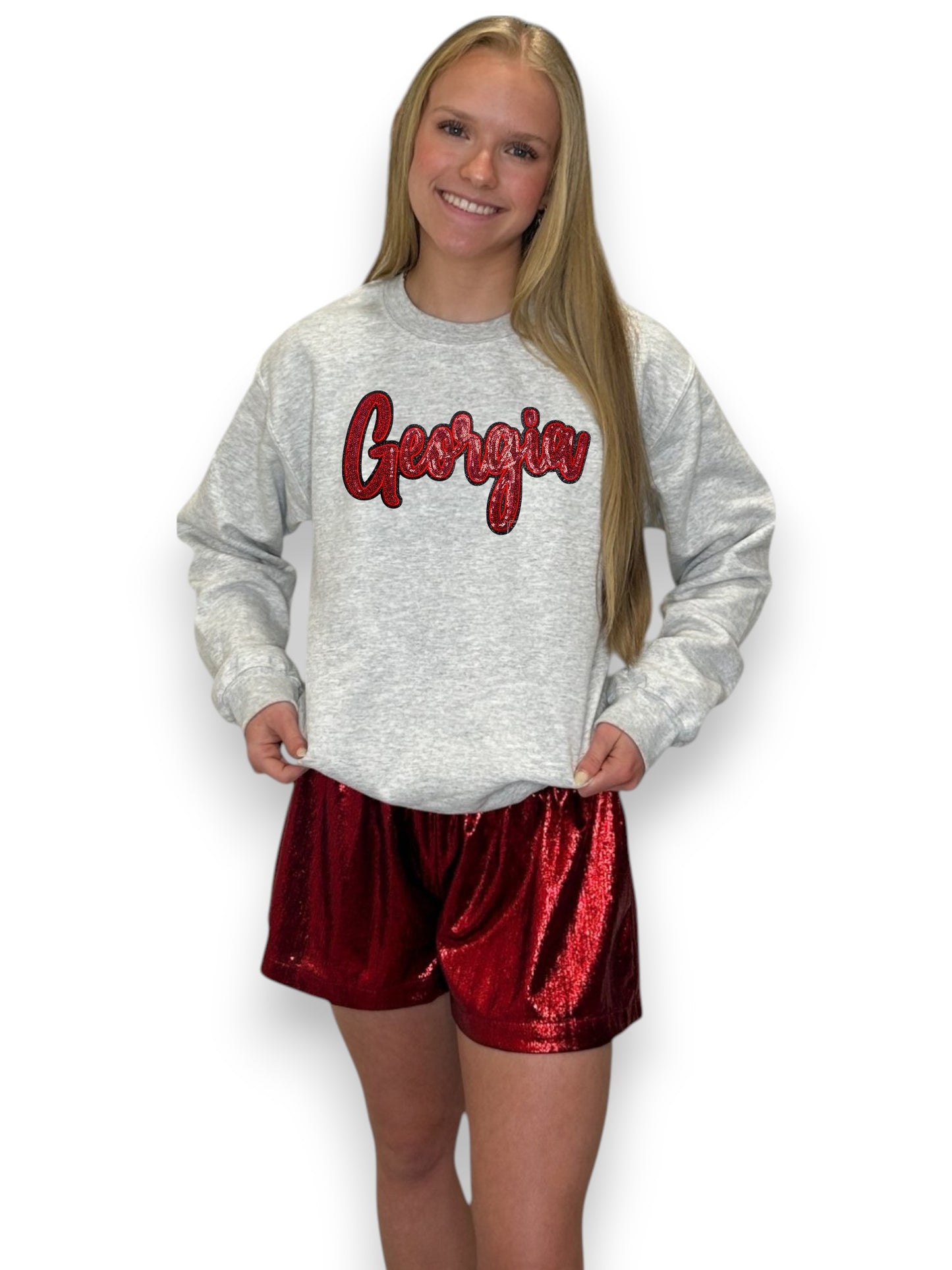 Red Cursive Sequin Georgia