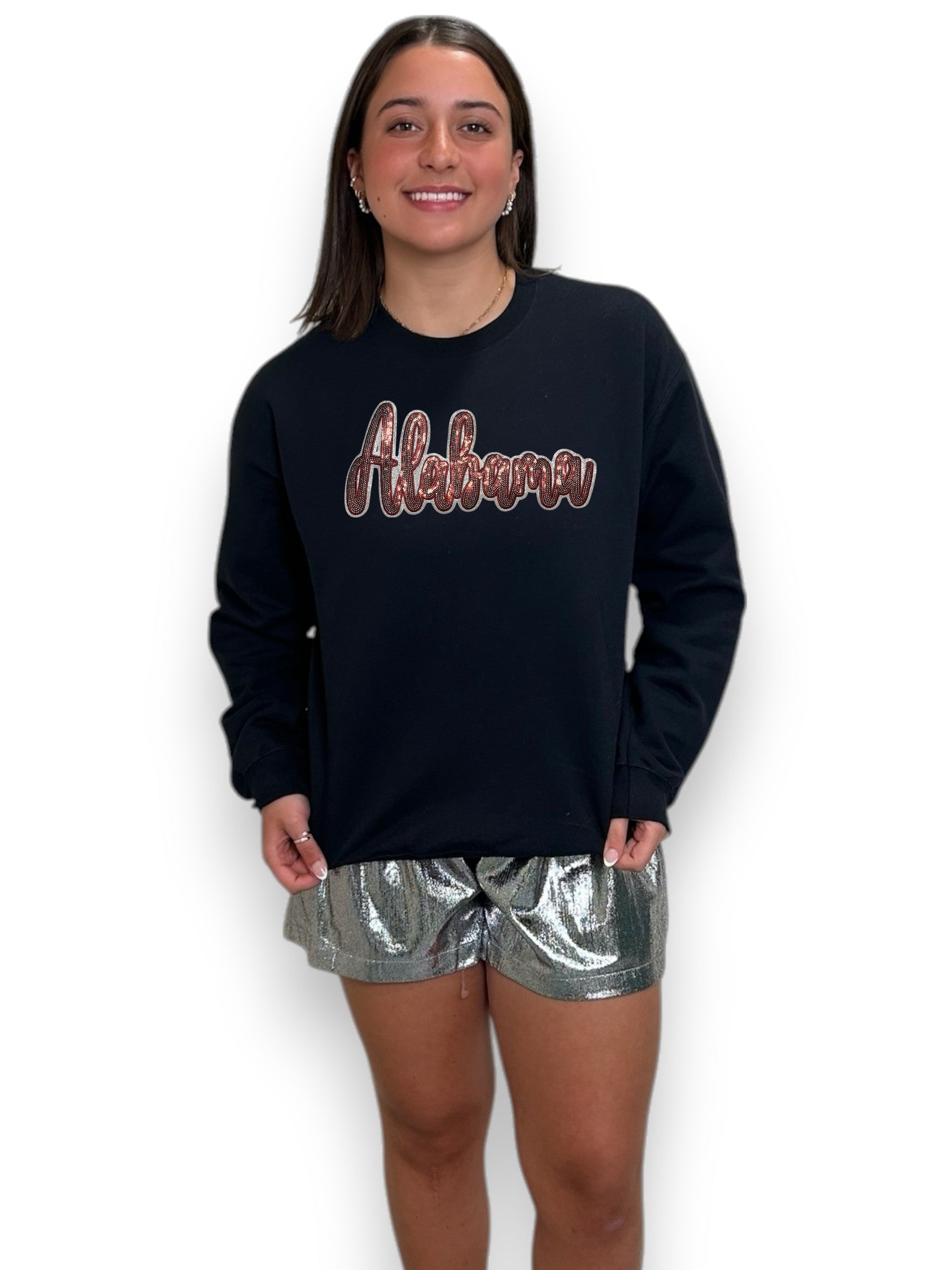 Maroon Cursive Sequin Alabama – 6J Threads LLC