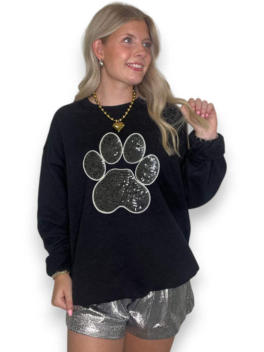 Black Sequin Paw Print