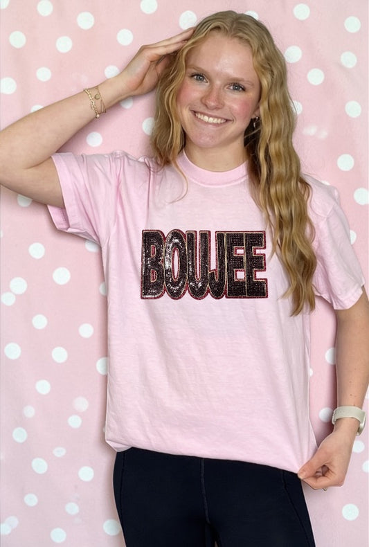 Red Block Sequin Boujee T-Shirt