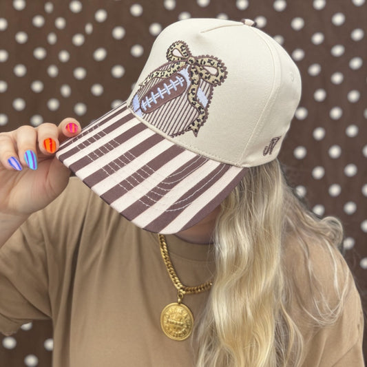 Football Leopard Bow with Stripes Hat