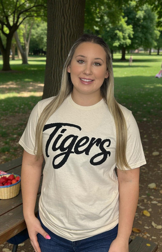 Fuzzy Cursive Tigers T-Shirt