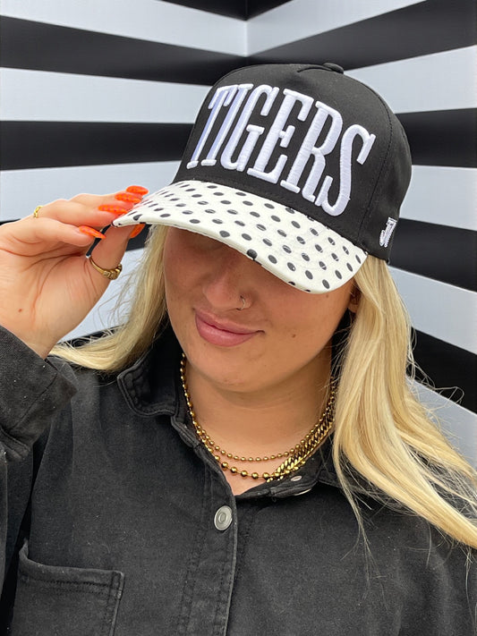 black and white polka dot tigers cap